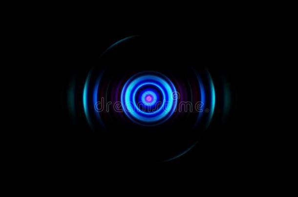 抽象的蓝色圆影响和声音波摆动,技术