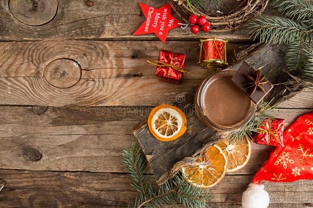 罐子关于热的巧克力和圣诞节装饰.