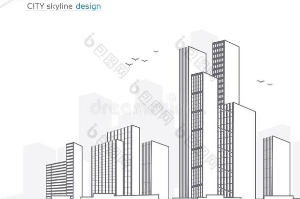 矢量<strong>城市风景背景</strong>.<strong>城市</strong>全景画.城镇风景