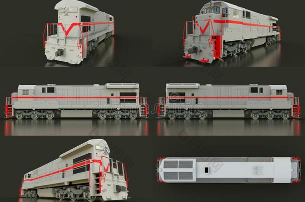 现代的灰色柴油机铁路火车头和伟大的动力和斯特恩