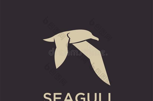 简单的海鸥标识黑的梗概线条放置轮廓标识偶像