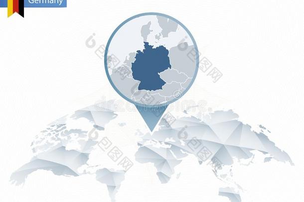 抽象的圆形的世界地图和用针别住详细的德国地图.