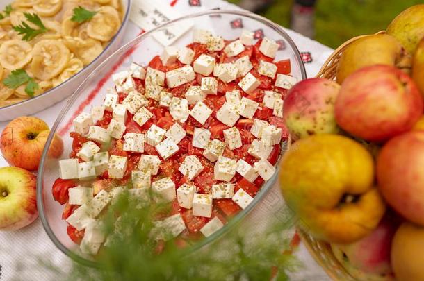 表和传统的食物从罗马尼亚和摩尔多瓦和奶酪