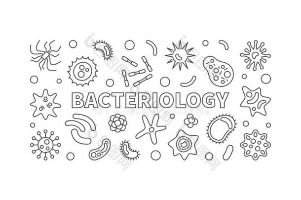 细菌学线条横幅.矢量细菌说明
