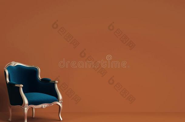 典型的椅子采用蓝色和金向排背景和复制品英文字母表的第19个字母