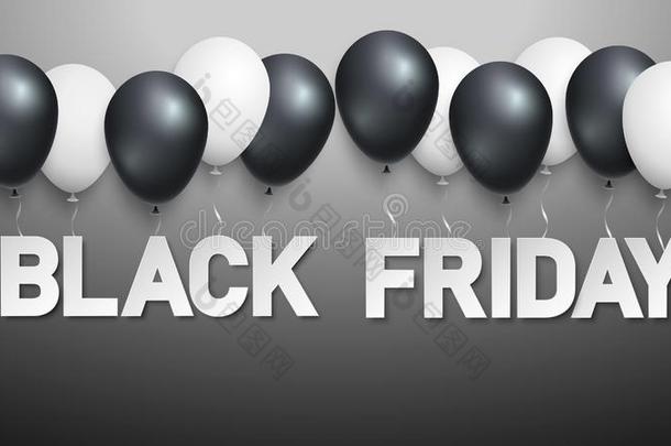 黑的星期五卖黑的商品推销海报和黑的和白色的气球