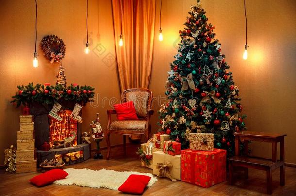 可爱的圣诞节装饰房间