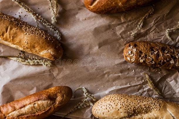 混合关于分类关于法国长面包向一木制的t一ble.B一kery乘积.