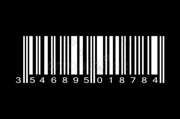 现实的白色的条形码偶像向黑的背景.条行为<strong>准则</strong>偶像