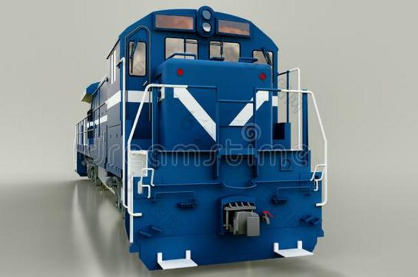 现代的蓝色柴油机铁路<strong>火车</strong>头和伟大的<strong>动力</strong>和斯特恩