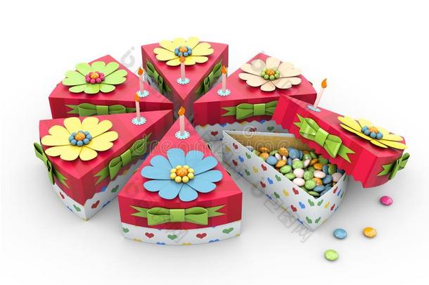 假日三角形卡纸板蛋糕或馅饼盒,包装F或食物,