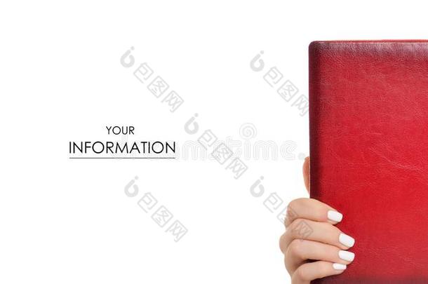 红色的日记便条簿采用手模式