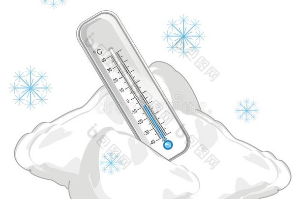 冬天气和温度计