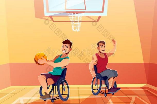 运动员向轮椅演奏篮球矢量
