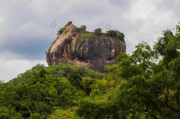 锡吉里耶狮子岩石堡垒在近处丹布勒,斯里斯里兰卡