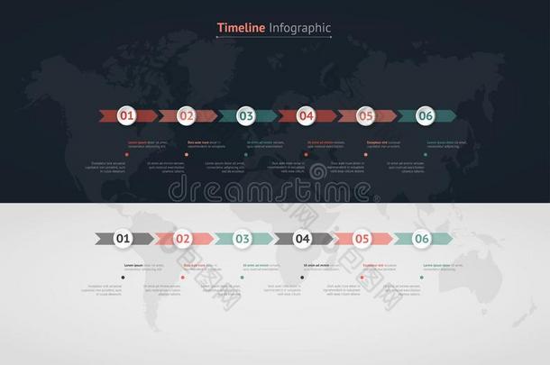 时间轴矢量信息图.世界地图