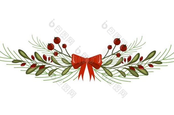 圣诞节树树枝装饰框架<strong>分割</strong>者假日花环.