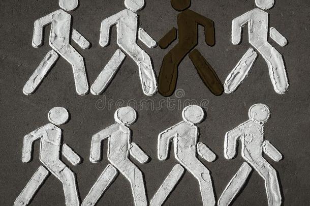 步行者人行横道符号象征人多样化
