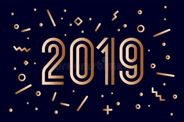 2019,幸福的新的年.招呼卡片幸福的新的年2019