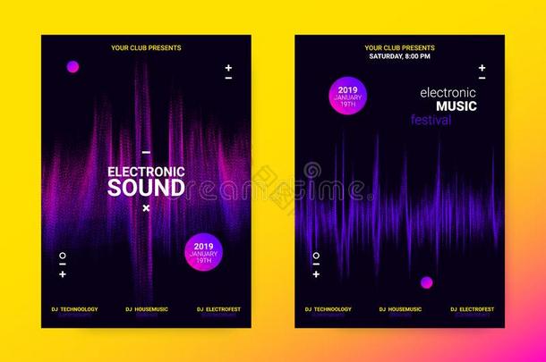 波浪音乐海报观念.电子的声音飞鸟.