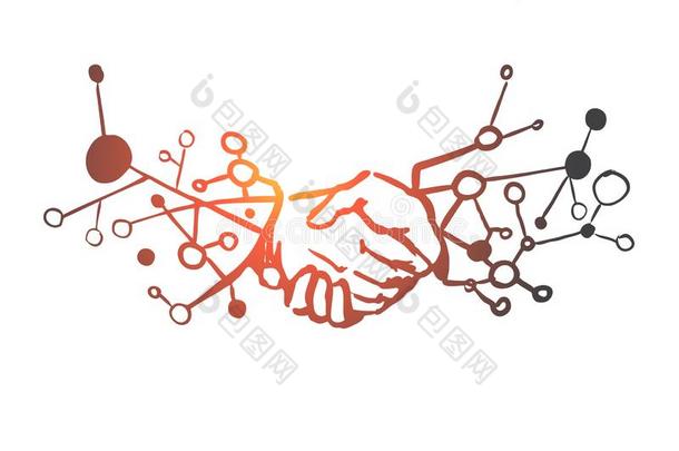 商业,伙伴关系,握手,协定,信任观念.手