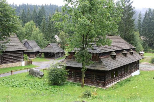传统的斯洛伐克人木制的住宅