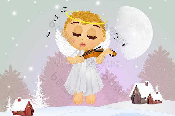 小的天使演奏指已提到的人小提琴