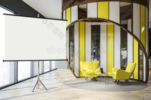 办公室休息厅和黄色的扶手椅,海报