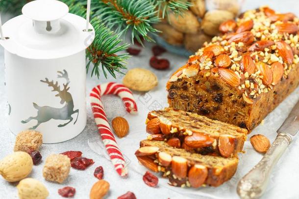 掺有<strong>干果</strong>的糕饼.传统的圣诞节蛋糕和杏树,干燥的克兰贝