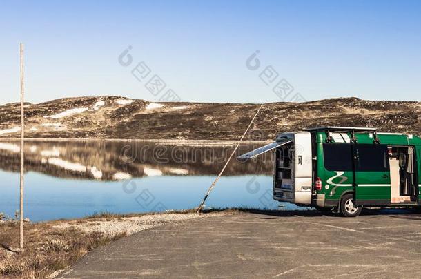 露营者汽车向路,哈当厄高原高原,挪威