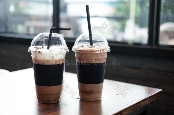 杯子关于冰冷的c关于fee摩卡咖啡和冰冷的巧克力