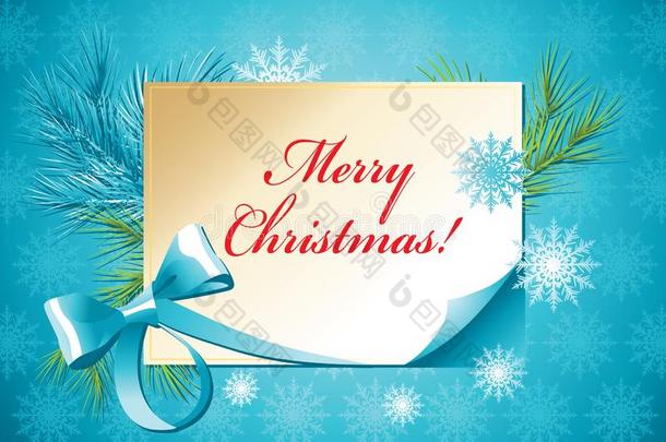 蓝色圣诞节背景和一白色的纸关于p一per一nd*