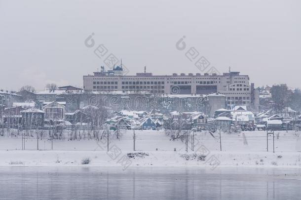 伊尔库次克城市采用南方的西伯利亚,俄罗斯帝国.风景满的关于雪