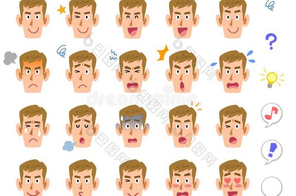 二十类型关于面部的表情关于一年幼的m一n