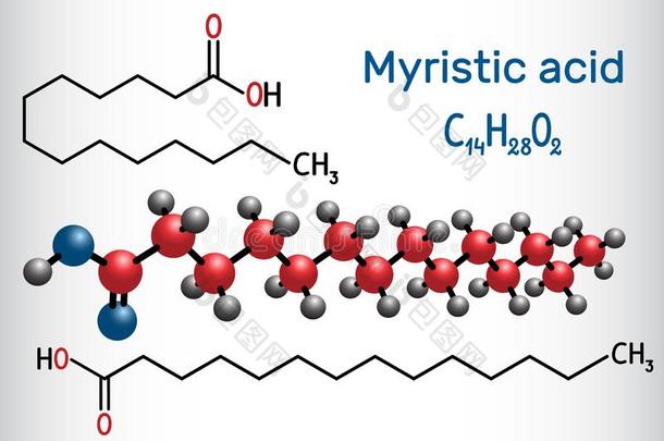 肉豆蔻十四酸酸味的分子.它是（be的三单形式饱和的油腻的酸味的