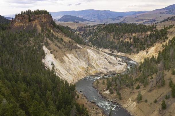 怀俄明州黄石色国家的公园,黄石色宏大的峡谷