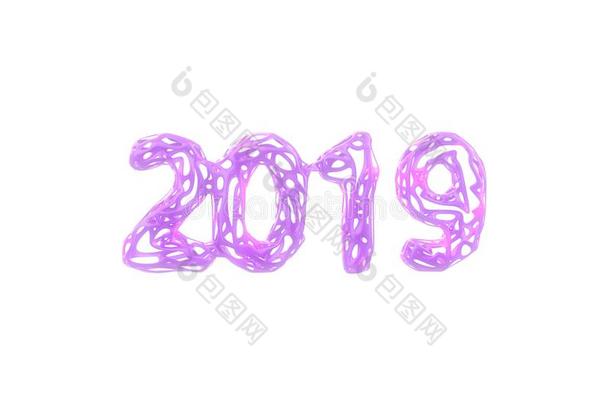 幸福的新的年横幅和2019算术使在旁边粉红色的塑料制品WarInformationReport战争信息报告