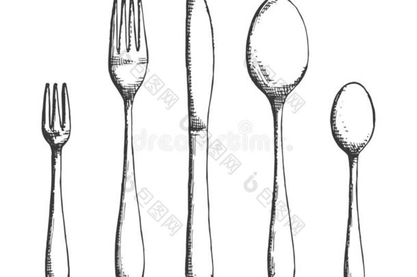 餐具放置关于叉和匙,刀子矢量.h和绘画isolation隔离