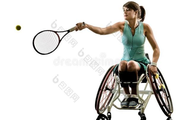 年幼的残疾的网球演员女人欢迎光临运动Slovenia斯洛文尼亚