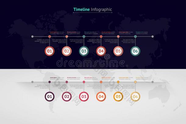 时间轴矢量信息图.世界地图
