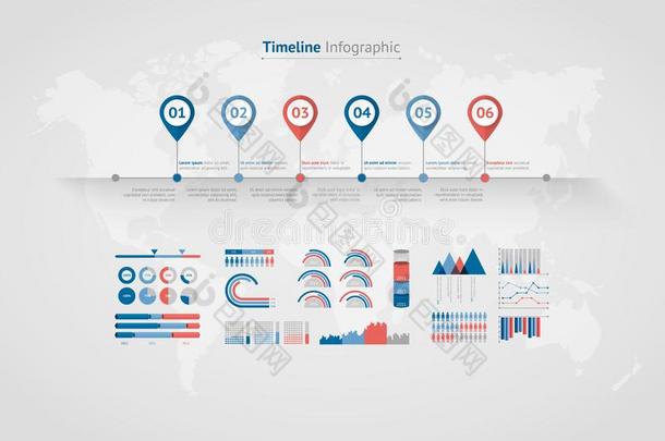 时间轴矢量信息图.世界地图