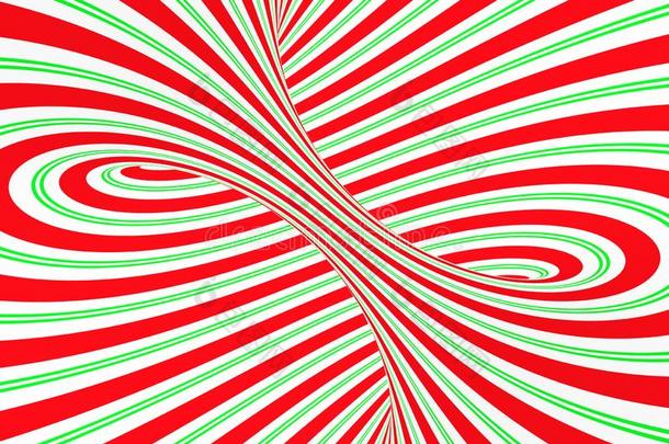 圣诞节节日的红色的和绿色的螺旋隧道.有条纹的反常的字母x