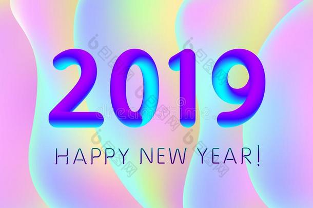 梯度设计2019幸福的新的年为横幅或海报,每年的