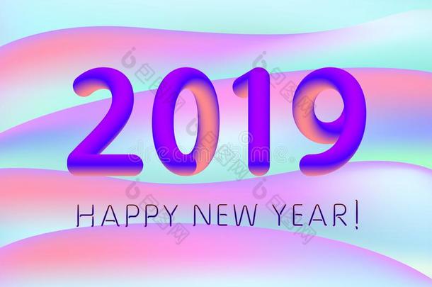 梯度设计<strong>2019</strong>幸福的新的年为横幅或<strong>海报</strong>,每年的