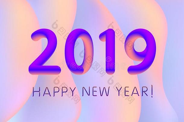 梯度设计<strong>2019</strong>幸福的新的年为横幅或<strong>海报</strong>,每年的
