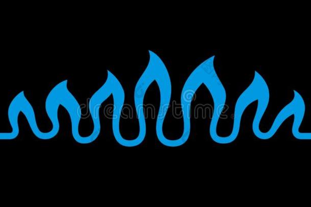 抽象的波关于火焰.程式化的蓝色火燃烧的自然的气体