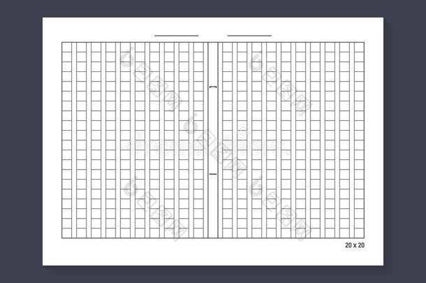 20字母x20正方形的手稿纸.矢量说明.