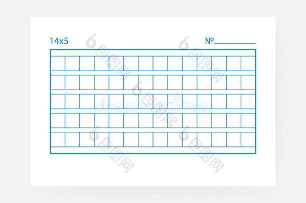 14字母x5正方形的手稿纸向白色的背景.矢量图解