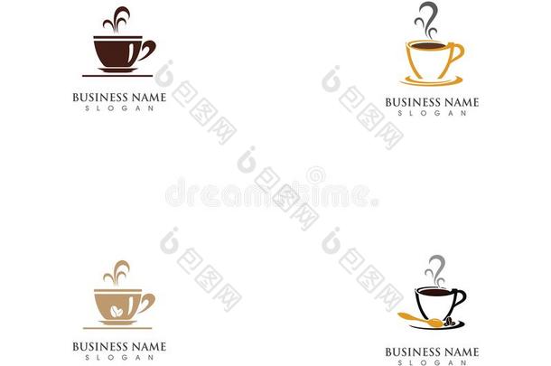 咖啡豆杯子标识样板矢量偶像设计