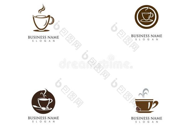 咖啡豆杯子标识样板矢量偶像设计